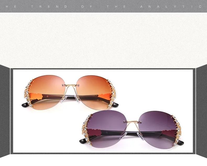 Модные уникальные солнцезащитные очки без оправы с кристаллами для женщин, пляжные солнцезащитные очки для отдыха, брендовые дизайнерские солнцезащитные очки oculos de sol