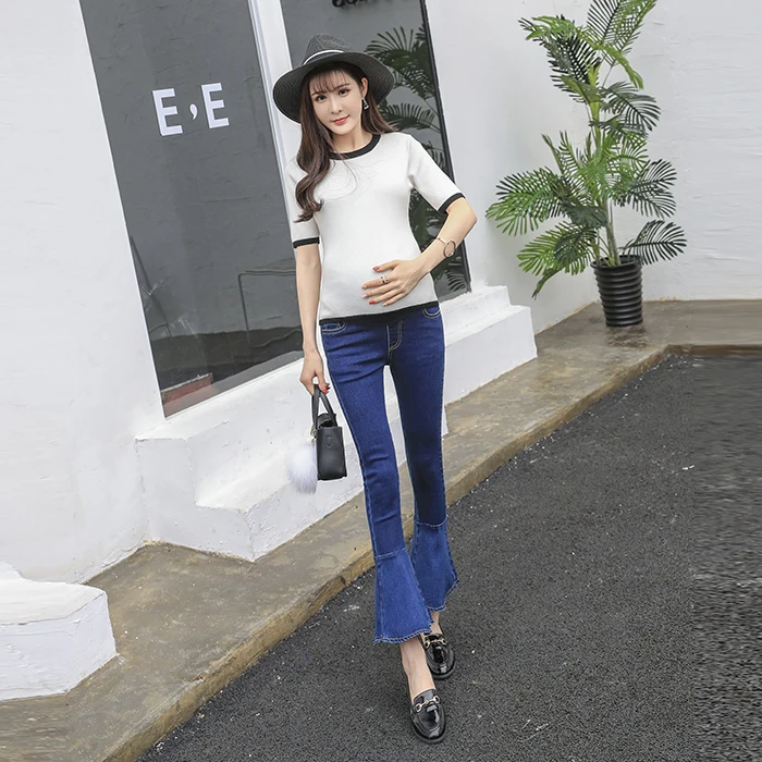 The new spring and summer to film nine minutes of pants female flares Joe abdomen elastic micro flared trousers big yards leisur The new spring and summer to film nine minutes of pants female flares Joe abdomen elastic micro flared trousers big yards leisur