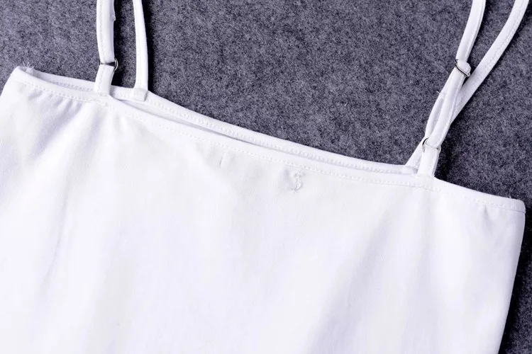 Women Cotton Spandex Spaghetti Strap Basic Tube Bodysuit Adjustable Cami Straps Bodysuit
