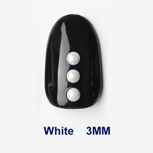 200 шт, хит, Южная Корея, импортные, яркие, цветные/белые жемчужины, высокий уровень, для дизайна ногтей, блестящие жемчужины, украшения для ногтей, бусины - Цвет: White  3mm