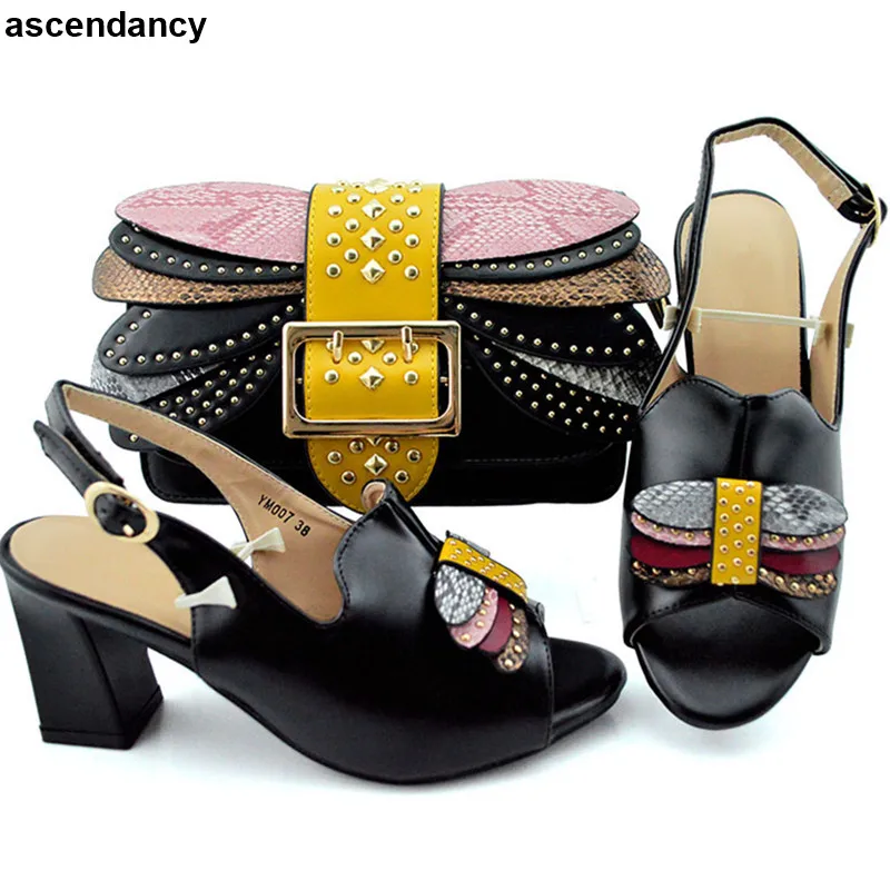 

Italian Shoe and Bag Set for Party In Women Summer High Heeled Shoes for Women Plus Size Shoes Women Heel Elegant Crystal Shoes