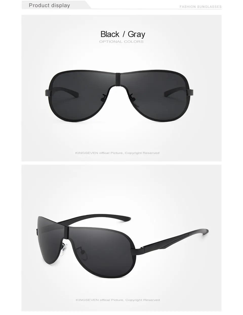 KINGSEVEN, алюминиевые поляризованные солнцезащитные очки для вождения, мужские очки, фирменный дизайн, высокое качество, большая оправа, солнцезащитные очки без оправы