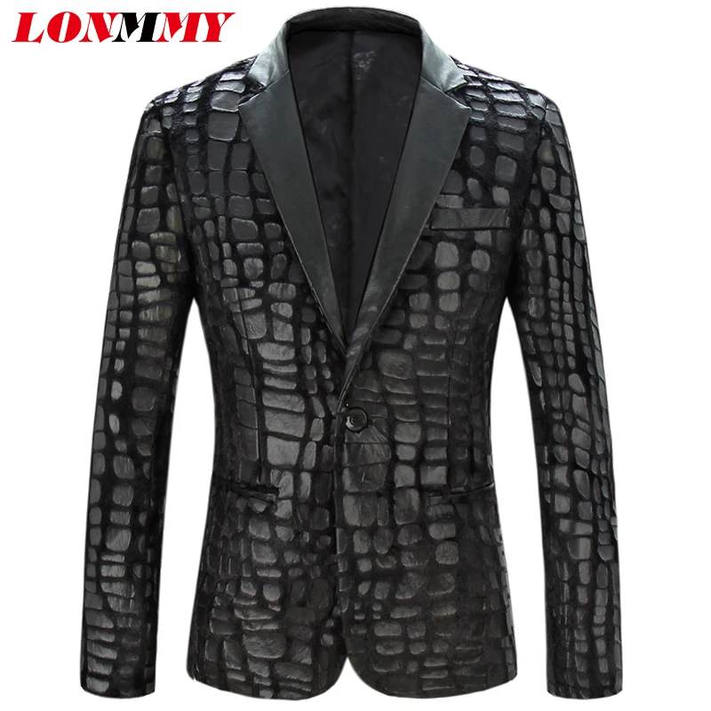 LONMMY M 4XL мужские спортивные пиджаки и куртки с узором крокодиловая кожа Модные
