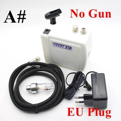 EU plug No Gun Мини-комплект аэрографа двойного действия, компрессор, 12 В, Воздушная щетка, пистолет для покраски тела, макияж, дизайн ногтей, набор инструментов, торт, машина, спрей, модель, ремесло - Цвет: EU plug No Gun