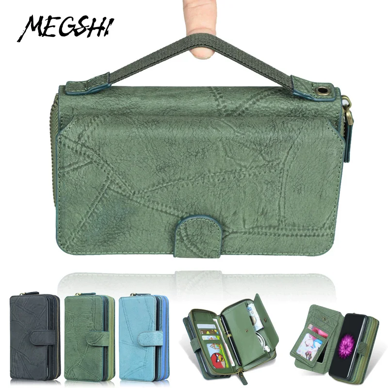 

MEGSHI-SanDai For iPhone 9 Case Wallet PU Leather Multifunction handbag Phone Case Cover For iPhone 6 7 8 X Xr XS 11Pro Max