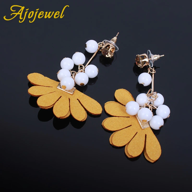 

Ajojewel Big Cloth Daisy Flower Earrings For Women Rhinestone Bead Tassel Drop Earrings Jewelry Fashion Bijoux