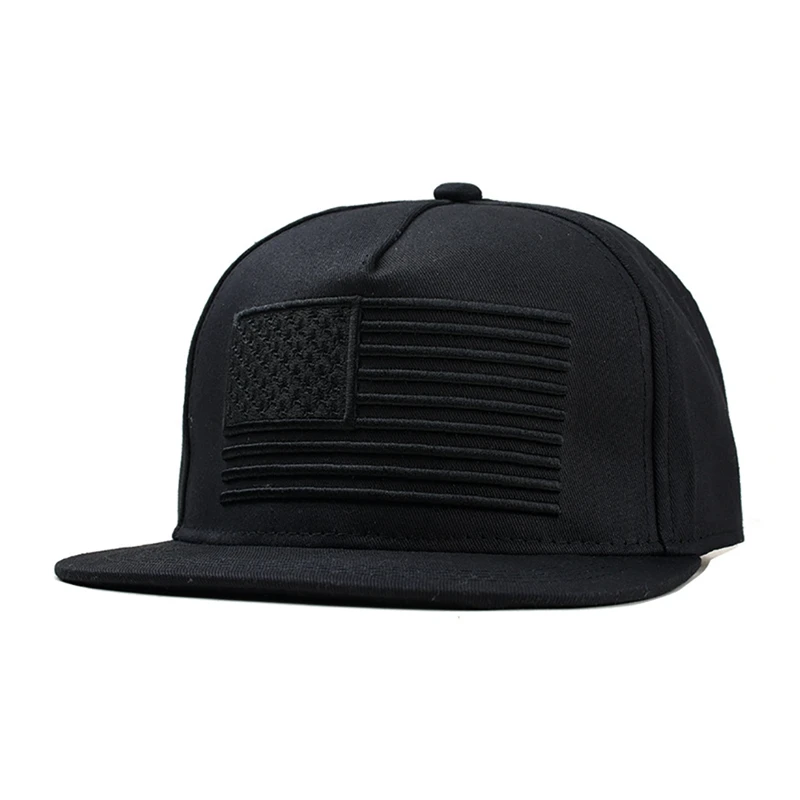 

Hip Hop Cap Women Men Flat Brim American Flag Embroidered Cotton Hat Headwear Outdoor Sports Wear With Adjustable Back Closure