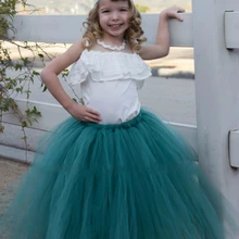 POSH DREAM 8 расцветок для маленьких девочек вечерние юбка темно-зеленая длинная юбка-пачка для маленьких девочек, ребенка, фотосессию, свадьбу для девочек в цветочек Тюлевая юбка