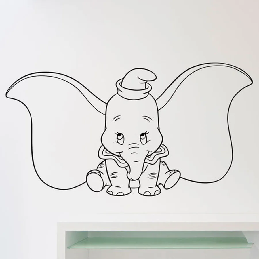 cheap Dumbo Elephant Wall Decal Cartoon Big Ear Animal Vinyl Wall Sticker Kids Bedroom Nursery Room Interior Art Decor Cute Mural S428