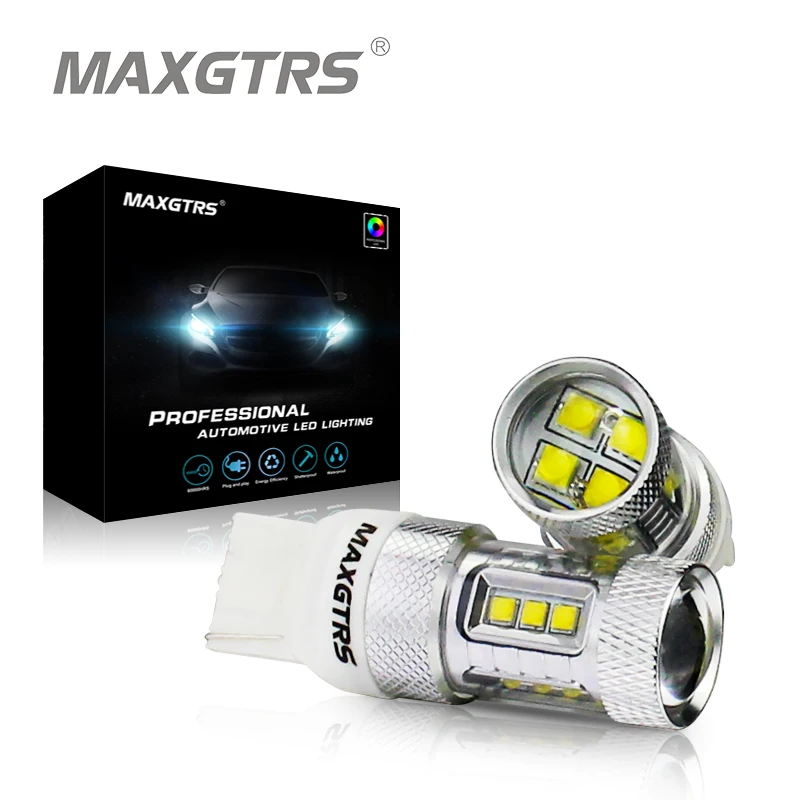 

2x 30W 50W 80W CREE Chip T20 7440 W21W LED Bulbs For Car Reverse Lights Signal Backup DRL Lights DC12V 24V White/Red/Amber