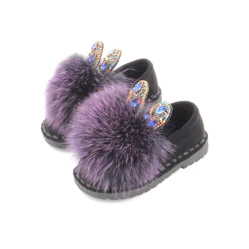 

2018 autumn and winter new cute cartoon children's peas shoes plus velvet boots plush girls princess baby warm cotton shoes