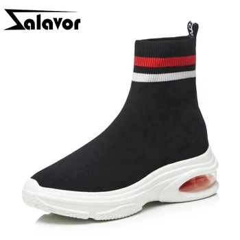 

ZALAVOR Women Ankle Boots Winter Fur Stretch Shoes For Women Casual Elastic Thick Sole Footwear Size 34-39