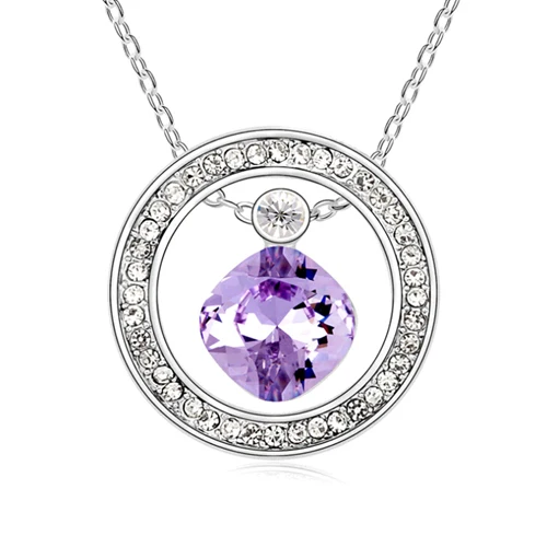 18k Rose White Gold Round Circle Rhinestone Pendant Fine Jewelry Necklace Present