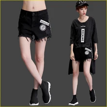 Европейский Лето г. Новое поступление женские Короткие джинсы Брюки для девочек Для женщин тонкий Высокая Талия Короткие шорты кисточкой отверстие высокое качество модный бренд