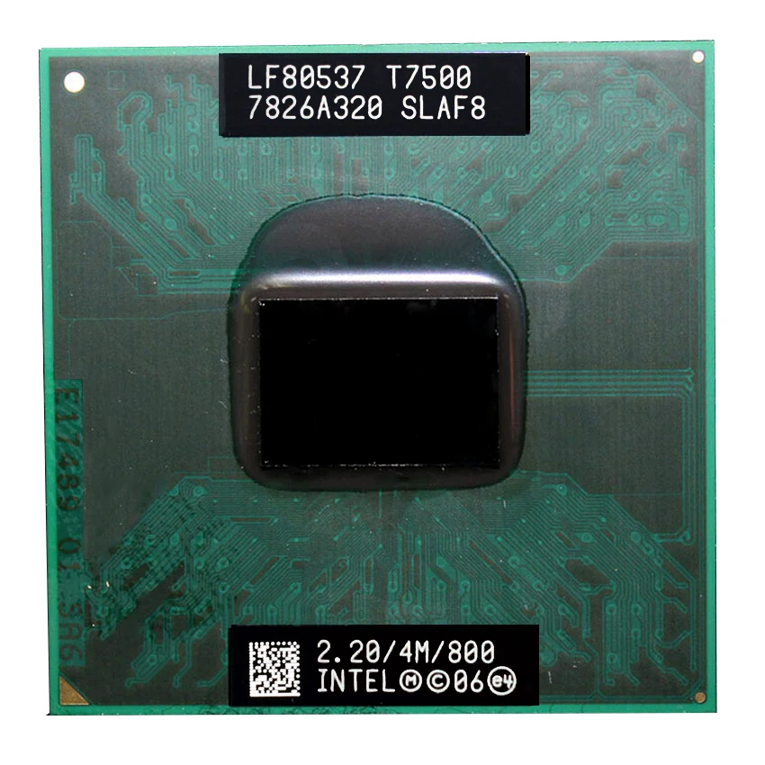 Процессор Intel Core Duo T7500 cpu(4 Мб кэш-памяти, 2,2 ГГц, 800 МГц FSB), двухъядерный процессор ноутбука для 965 наборов микросхем