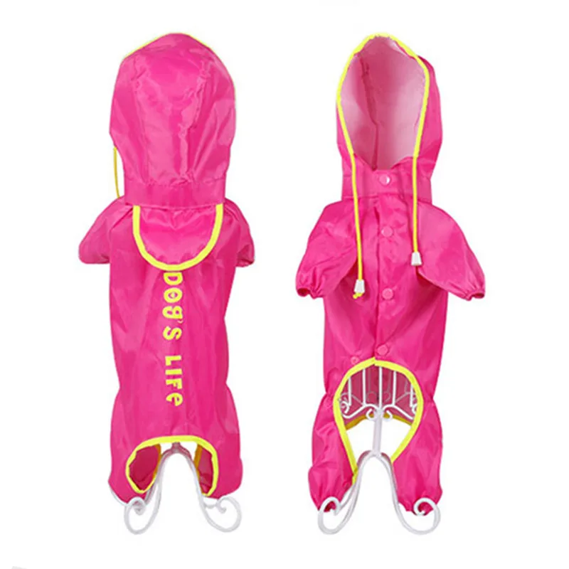 Дождевик для собак, водонепроницаемый дождевик для маленьких питомцев, дождевик, весна, 4 ноги, одежда для щенков с капюшоном для маленьких пород, чихуахуа, Йоркшира - Цвет: pink