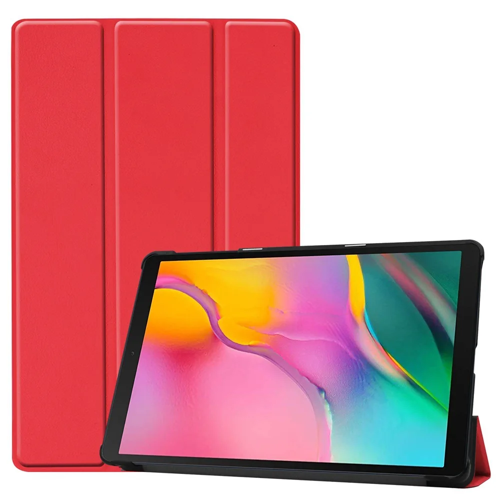 Красный Чехол для samsung Galaxy Tab A 10,1, смарт-флип-Стенд pu кожаный чехол для samsung T510 T515 10," противоударный и пылезащитный - Цвет: Красный