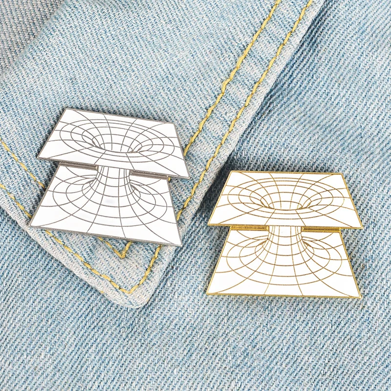 

Hot Creative Golden Silver Curved Line Geometric Pins Brooch Badge Bag Hat Jackets Men Simple Jewelry Funny Enamel Pin for Women