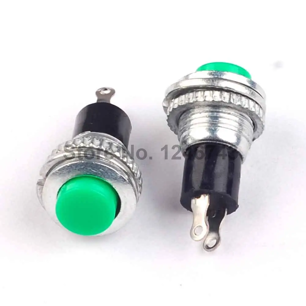 

10PCS DS-316 Button Color Green 0.5A/250VAC OFF-ON 2Pin Non Self-locking Push Button Switch (Self Reset Switch)