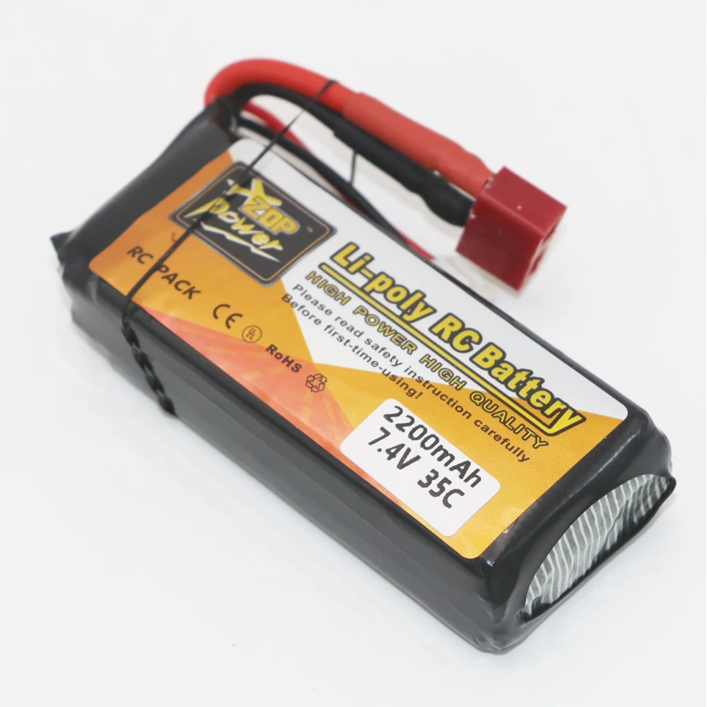 Аккумулятор ZOP Power LiPo 7 4 в 2200 мАч 35C Lipo батарея с Т образной вилкой для