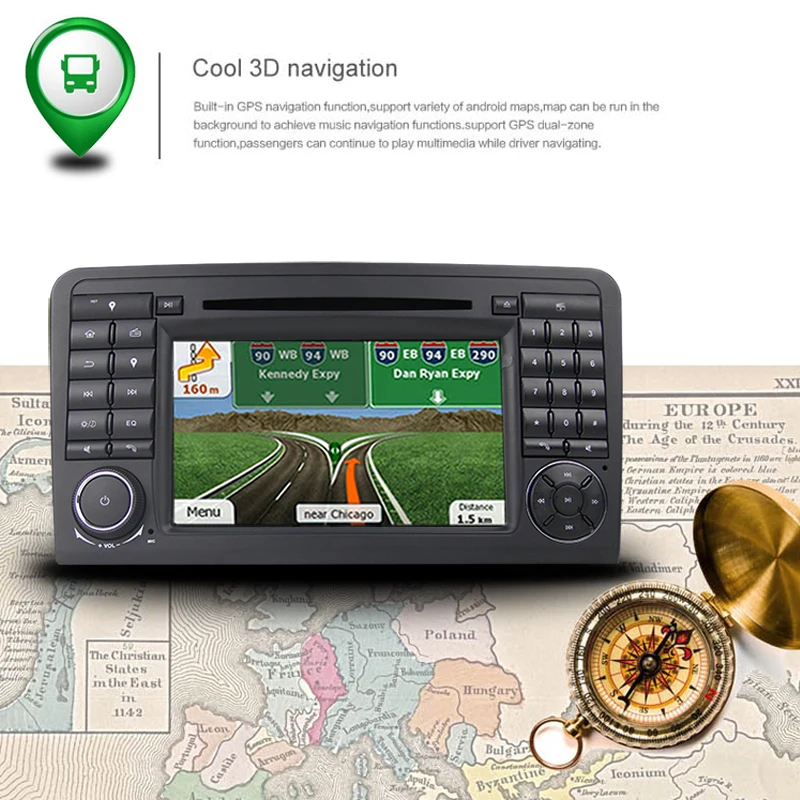 Clearance HIFIF Eight Core 2GB RAM 3G WIFI Android 6.01 Car DVD Radio For Mercedes/Benz ML GL Class W164 ML300 ML350 ML450 ML500 2005-2012 7