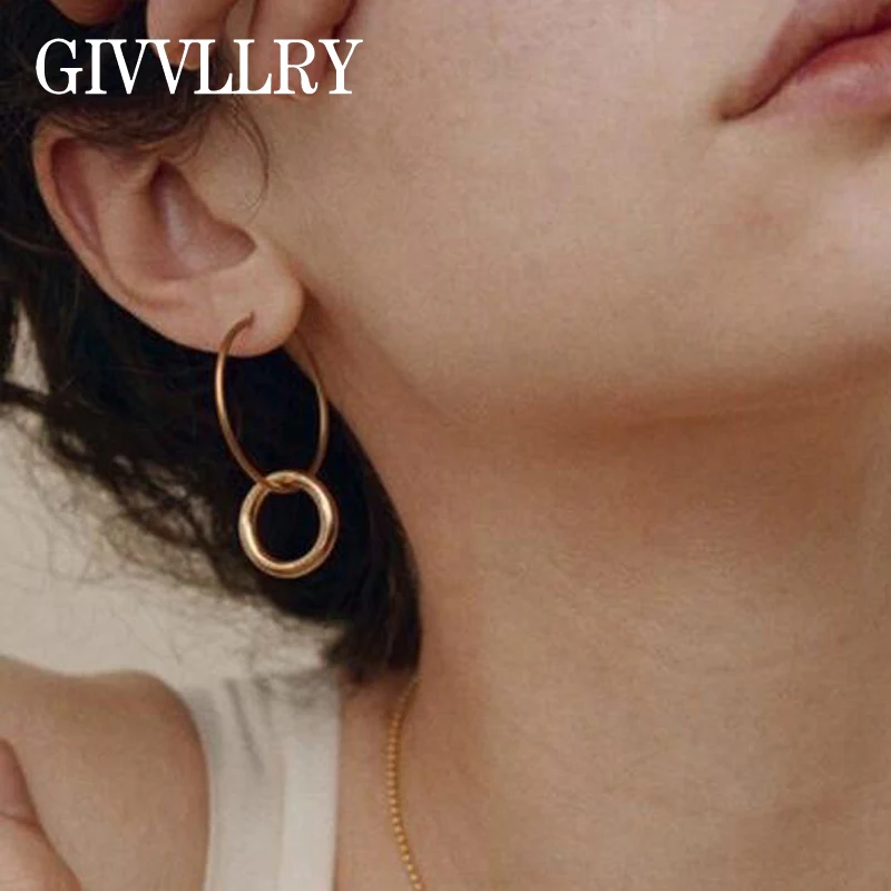 

GIVVLLRY Small Circle Hoop Earrings for Women Elegant Minimalist Gold Silver Round Hanging Earrings Fashion Jewelry Accessories