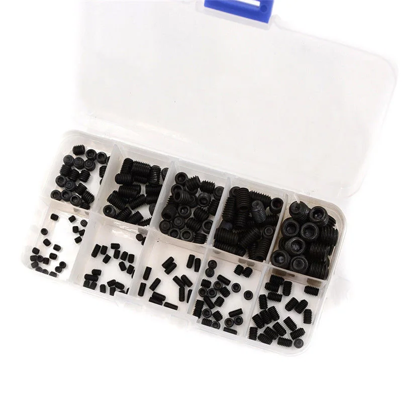 

200Pcs/Box 304 Stainless Steel Allen Head Socket Hex Set Grub Screw Assortment Cup Point Kit WWO66