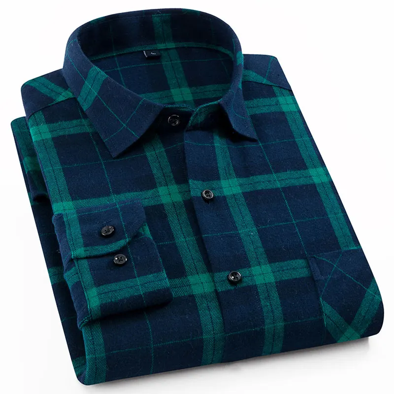 100% baumwolle männer Flanell Plaid Shirt Langarm Slim Fit Mode Weiche Herbst Kleidung Hohe Qualität Checkerd Mann Lässig shirts