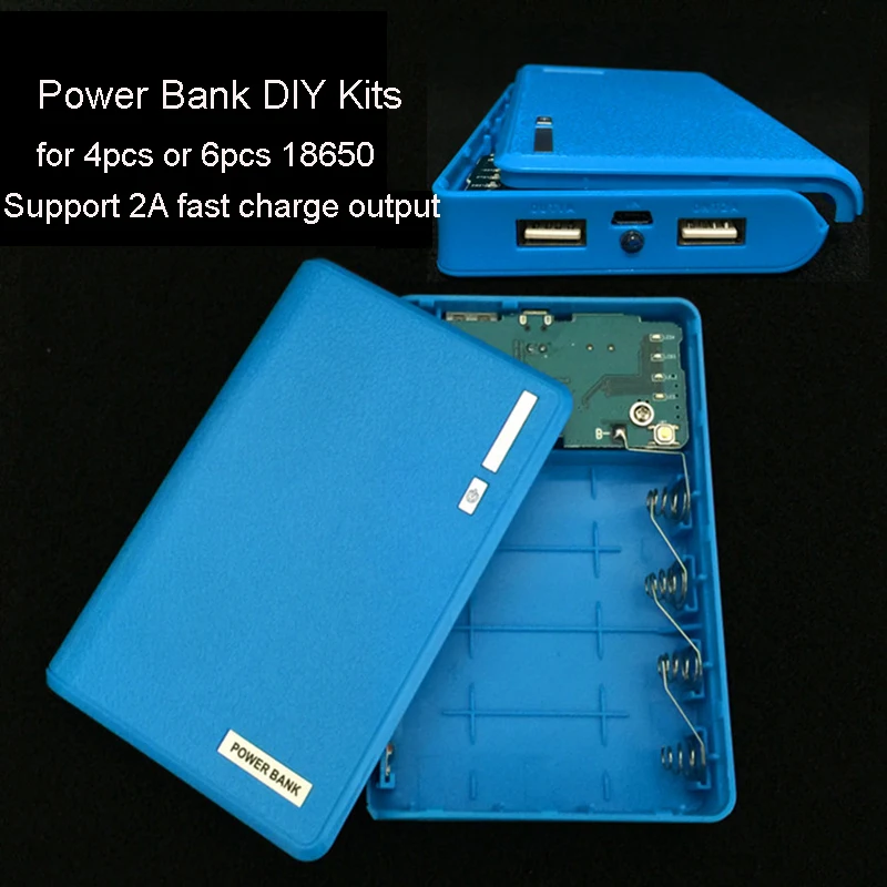 

5V 2A Free welding Wallet Version Mobile Power Bank DIY Kits 4S 6S 18650 Shell Case Charging Circuit Board Charger Fee Powerbank