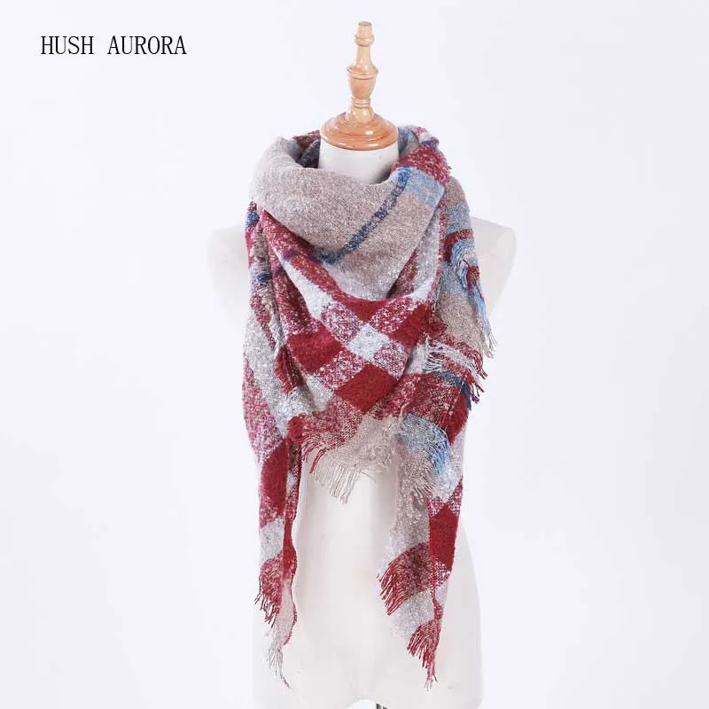 

New Arrival Autumn Winter Female Triangl Scarf Imitation Cashmere Scarf Women Cashmere Stripe Cloak Shawl For Ladies