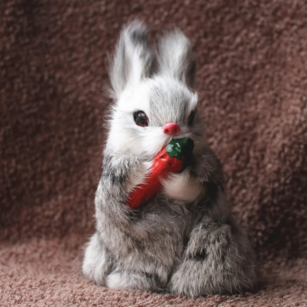 

Easter Bunny 16cm Real Fur Simulation Rabbit Children PlushToys Doll Christmas Gifts Simulation Artificial Rabbit Doll