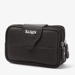 BYCOBECY Мужская сумка из натуральной кожи для карт и талии многофункциональная сумка для телефона с карманом на молнии, повседневная сумка