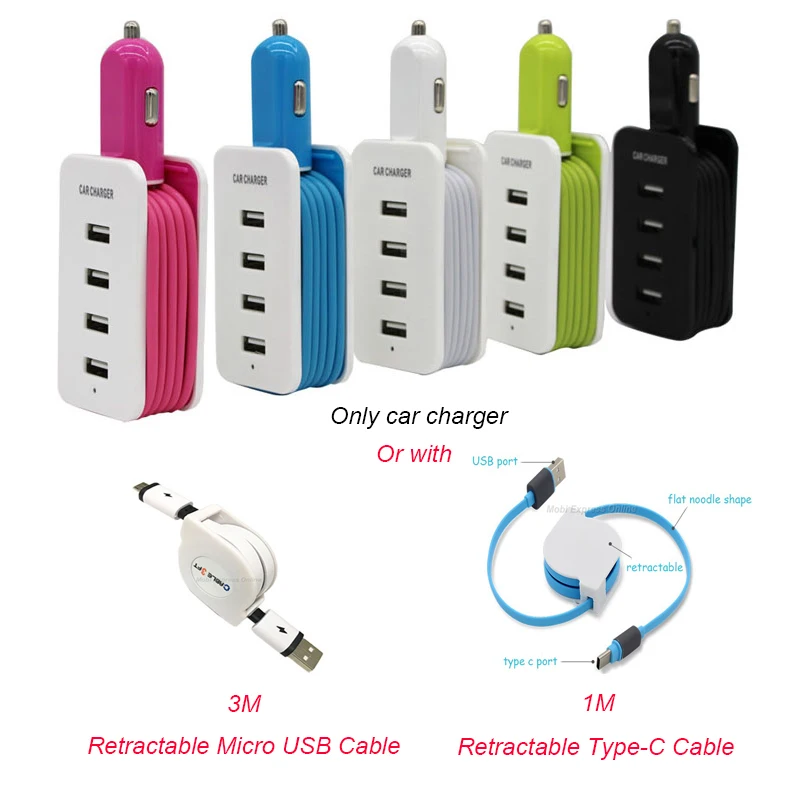 5 V/4.3A 4 портовый планшет USB Автомобильное зарядное устройство смарт автомобильное