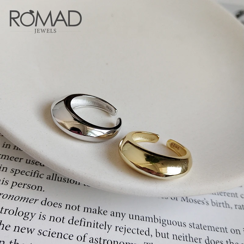 

ROMAD Gold Color Irregular 925 Sterling Silver Rings Open Ajustable Rings For Women anillos plata 925 para mujer Jewelry R4