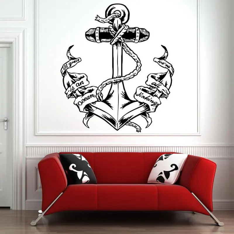 

Sea Anchor Rope Coastal Nautical Home Decor Wall Sticker Vinyl Removable Mural Living Room Design Pattern Art Decals 3322