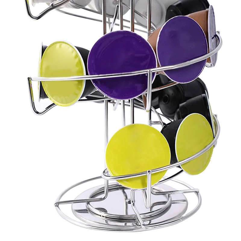 

Coffee Capsule Rack Rotating Holder Hollow Storage Metal Stainless Steel DTT88