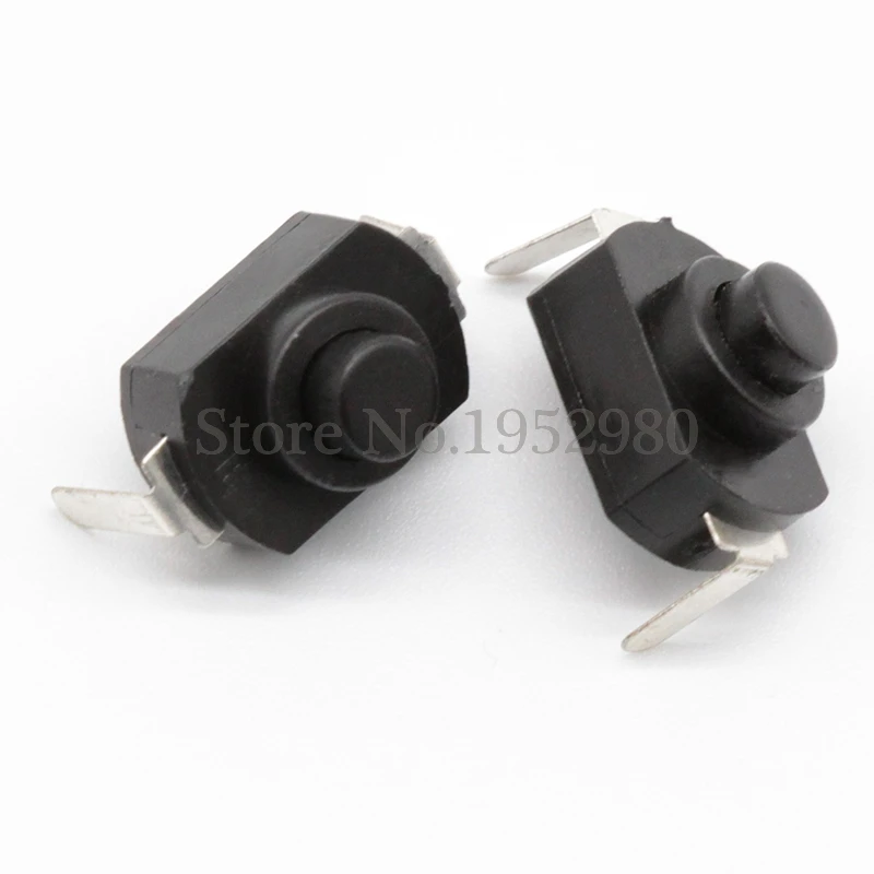 50PCS Mini Flashlight Push Button Switch 1208B YD Bent 2 Pin Black 1208