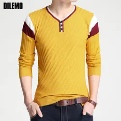 Новый модный бренд свитер для мужчин пуловеры женщин V образным вырезом Slim Fit вязаные Джемперы патч работы корейский стиль зима повседн