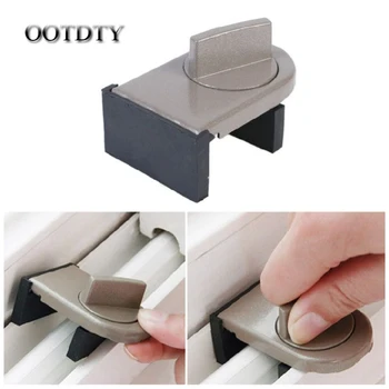 

2Pcs Window Lock Sliding Sash Stopper Cabinet Position Limit Spacer Doors Security Anti-theft Lock Wedge With Rubber Cover