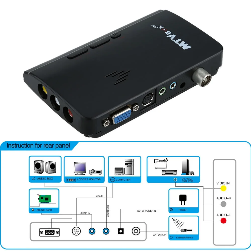 

HDTV LCD Smart TV Box Set-top Box /HD Analog TV Tuner Box /CRT Monitor Digital Terrestrial Receiver for Computer TV