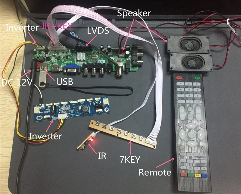 3663 цифровой сигнал DVB-C DVB-T/T2 Универсальный ЖК LED ТВ контроллер драйвер платы+ 7Key Кнопка обновленная 3463A русский