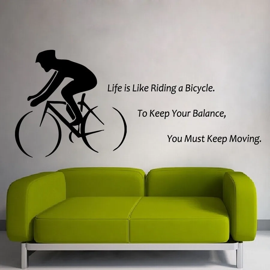 DIY non toxic Bike Wall Sticker Quote Life Is Like Riding A Bicycle