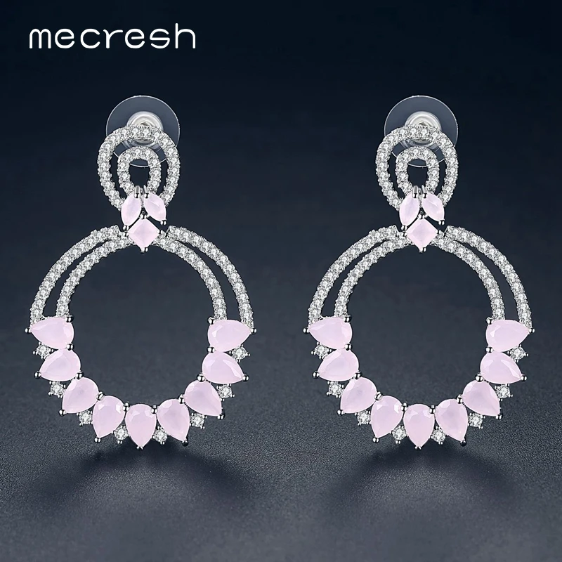 

Mecresh Brand Design 2 colors Genuine Austrian Rhinestones Round Drop Earrings 2018 Cute Bride Wedding Earrings for Girls EH1097