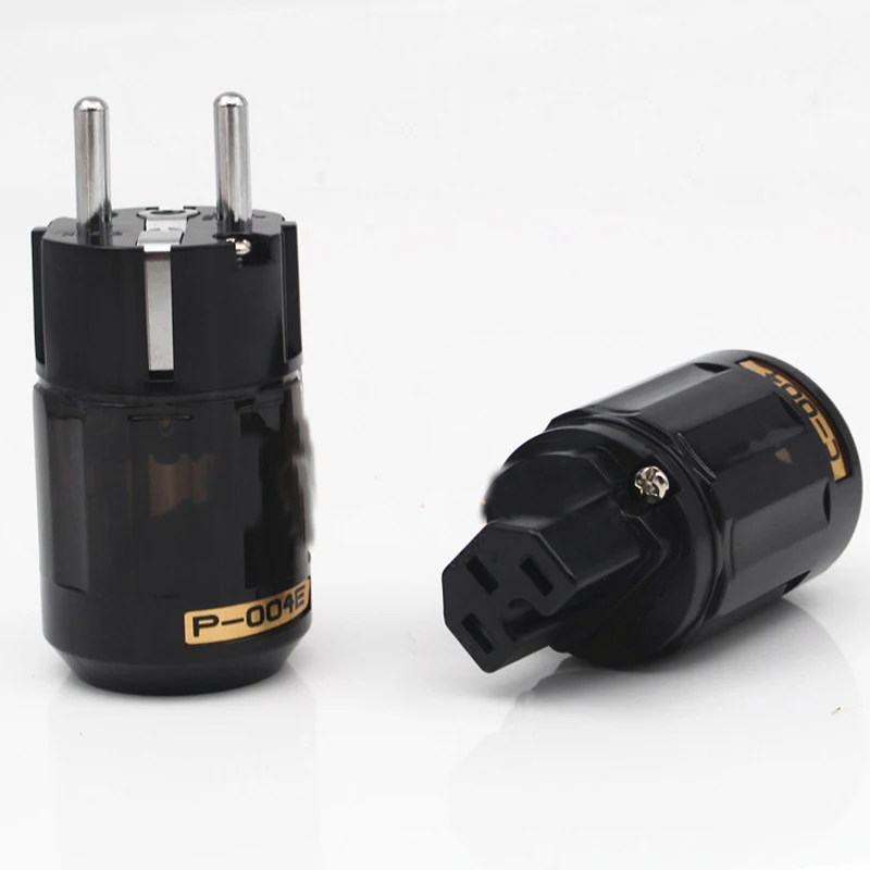 

Hi-End pairs Rhodium Plated P-004E SCHUKO EU Power Plug & C-004 IEC connectors for Hifi audio power cables adapter