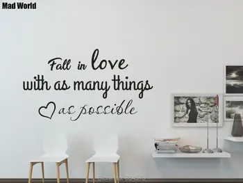 

Fall in love with as many things as possible Wall Art Stickers Wall Decals Home DIY Decoration Removable Decor Wall Stickers