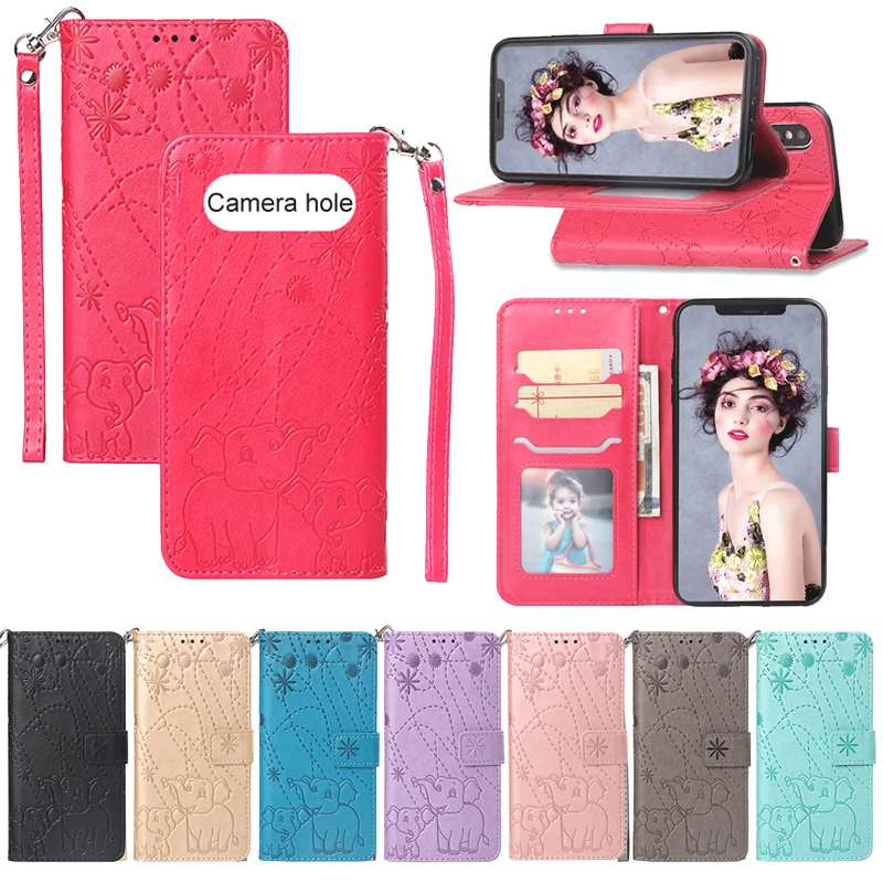

Elephant Embossed Leather Flip Wallet Case Soft Phone Silicone Cover Fundas for Samsung Galaxy J4 Core J6 2018 J3 J5 J7 2017 US