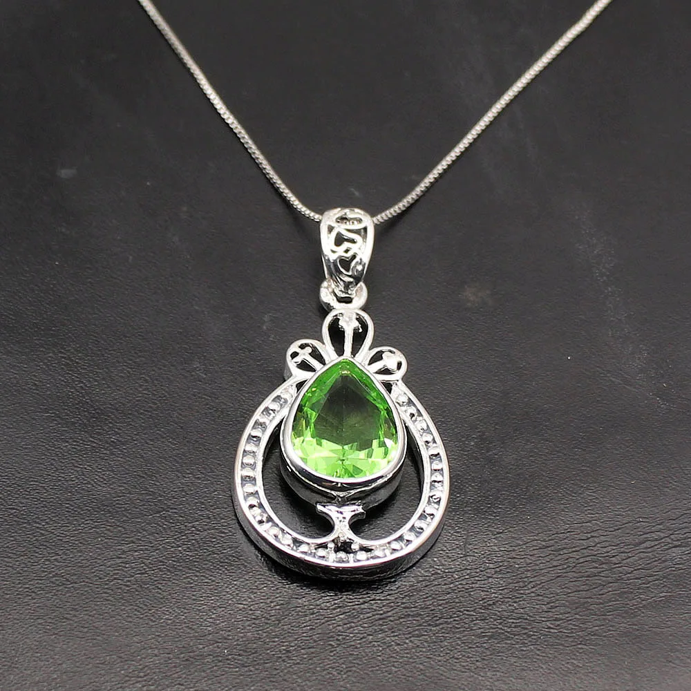 Hermosa антикварная красивая блестящая подвеска GreenTopaz ожерелье Подарки 46 мм A387 |