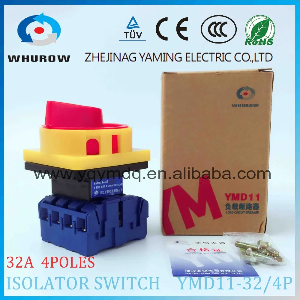 

Isolator switch YMD11-32A 4P load break switch universal power cut off switch on-off changeover cam switch 8 sliver contacts