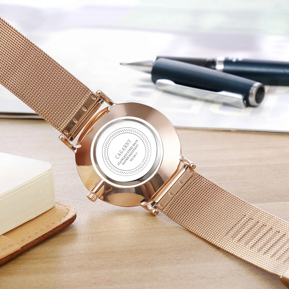 rose gold watch for women luxury brand cagarny womens quartz watches girl watch drop shipping (1)