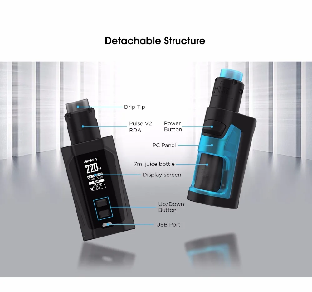 Original Vandy Vape PULSE DUAL KIT 200W Pulse Dual MOD with Vandyvape 2ML Pulse V2 RDA Tank Electronic Cigarette Vaporizer 01 (15)